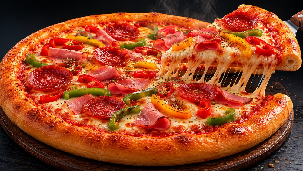 Frisch gebackene Pizza aus dem Ofen bei Toscana Pizza in Zwickau